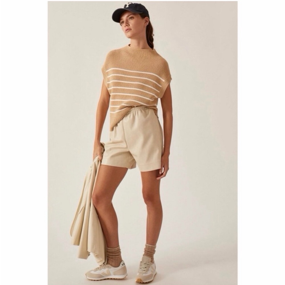 Maeve Tan and White Striped Sweater
